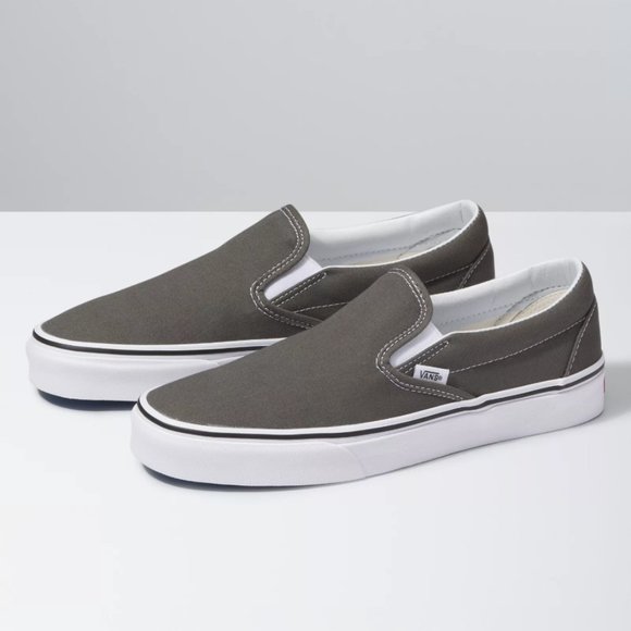 charcoal gray slip on vans